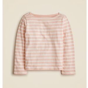 NWT J. Crew Classic Mariner Cloth Boatneck T-shirt Stripe Ballet Pink Small